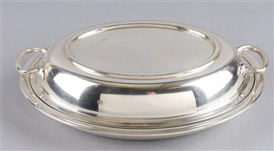 Ovale Deckelterrine, - Dekorativní porcelán a stříbro
