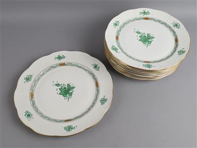 Herend - 8 Speise-, 1 Platzteller, - Porcellana decorativa e argenteria