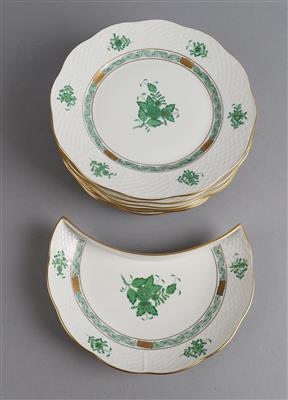 Herend - 8 Vorspeiseteller, 1Salatteller halbmond, - Decorative Porcelain and Silverware