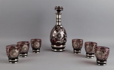 Karaffe mit Stöpsel, 6 Gläser, - Decorative Porcelain & Silverware