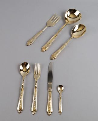 Vergoldetes Besteck für 12 Personen, - Decorative Porcelain & Silverware