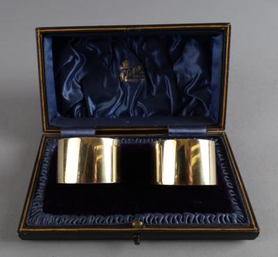 Paar Birminghamer Silber vergoldete Serviettenringe, - Decorative Porcelain & Silverware