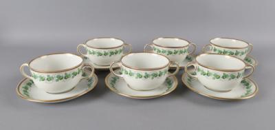 6 Bouillontassen mit Untertassen, Porzellanmanufaktur Augarten, - Decorative Porcelain and Silverware