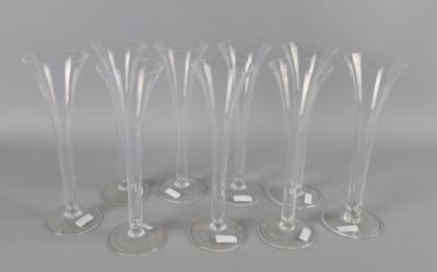 9 Sektflöten, Fa. Riedel, - Decorative Porcelain and Silverware