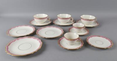Augarten - 3 Teetassen mit 6 Untertassen, 2 Mokkatassen mit 3 Untertassen, - Decorative Porcelain and Silverware