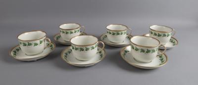 6 Kaffeetassen mit Untertassen, Wiener Porzellanmanufaktur Augarten, - Decorative Porcelain & Silverware