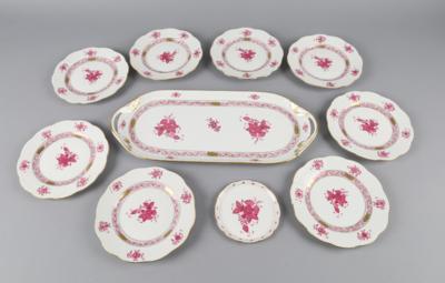 Herend-8 kl. Dessertteller, 1Henkelplatte, 1 Untersetzer, - Decorative Porcelain & Silverware