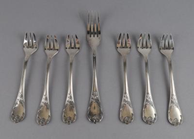 Christofle - 6 Austerngabeln und 1 Fischgabel, Form Marly, - Decorative Porcelain & Silverware