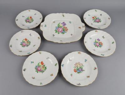 Herend - 6 Dessertteller, 1 Platte, - Decorative Porcelain & Silverware