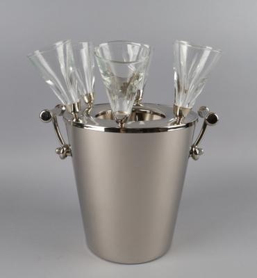 Sektkübel mit 6 Gläsern, - Decorative Porcelain & Silverware