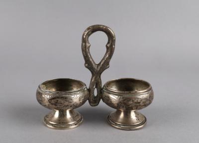 Silber Doppelgewürzschälchen, - Decorative Porcelain & Silverware