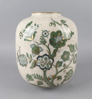 Vase mit Craquelé-Glasur und Floraldekor, Wiener Porzellanmanufaktur Augarten, um 1955 - Starožitnosti