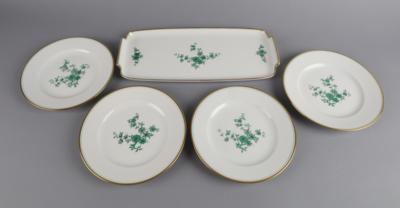Augarten - 4 Dessertteller, 1 Sandwichplatte, - Decorative Porcelain and Silverware