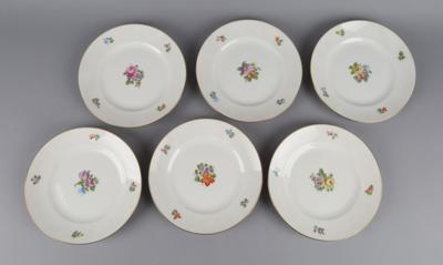 Augarten - 6 Dessertteller, - Decorative Porcelain and Silverware