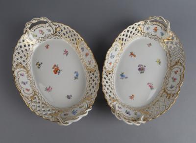 Meissen - 2 ovale Gitterkörbe mit Henkeln, - Antiquariato