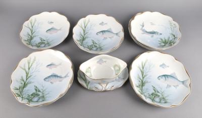 Rosenthal Fischserviceteile, Selb um 1910, - Decorative Porcelain and Silverware