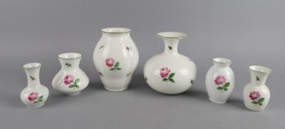 6 Vasen, Wiener Porzellanmanufaktur Augarten, - Decorative Porcelain & Silverware