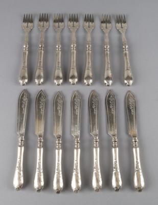 WMF - Fischbesteck für 7 Personen, - Decorative Porcelain & Silverware