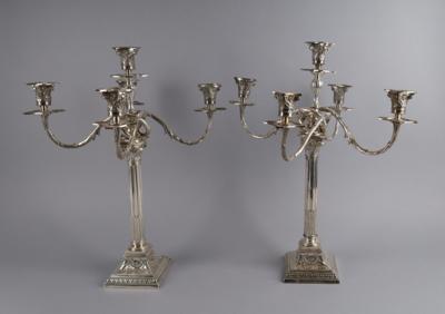 Hernandez - Paar versilberte Girandolen, - Decorative Porcelain & Silverware