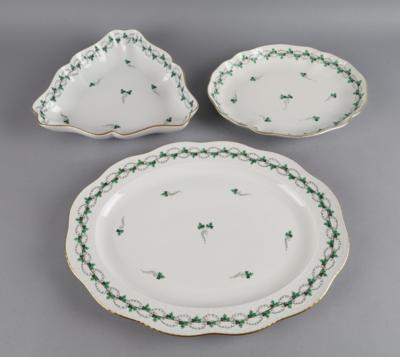 Herend - 1 ovale Platte, 1 ovale Schale, 1 3eckige Schüssel, - Decorative Porcelain & Silverware