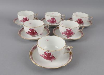 6 Kaffeetassen mit Untertassen, Herend, - Decorative Porcelain & Silverware