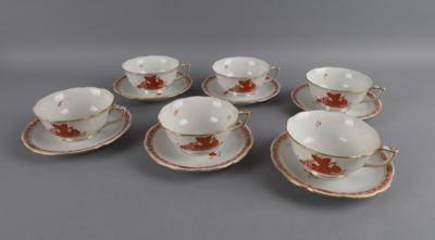 Herend - 6 Teetassen mit Untertassen, - Decorative Porcelain & Silverware