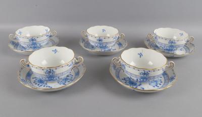 5 Bouillontassen mit Untertassen, Herend, - Decorative Porcelain & Silverware