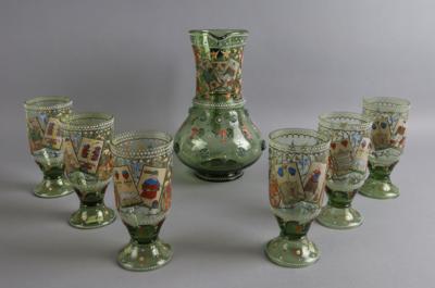 Historismus Krug mit 6 Fußbechern, - Antiquariato