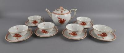 Herend - 1 Teekanne, 6 Teetassen mit Untertassen, - Decorative Porcelain & Silverware