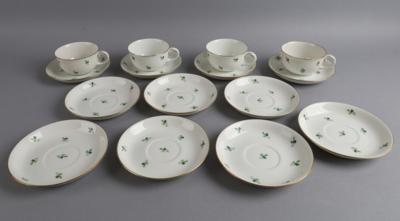 4 Kaffeetassen mit 11 Untertassen, Augarten, - Decorative Porcelain and Silverware