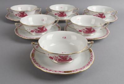 6 Bouillontassen mit Untertassen, Herend, - Decorative Porcelain and Silverware