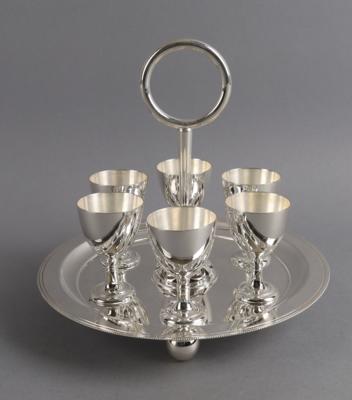 Cooper Brothers  &  Sons, Sheffield - Ständer mit 6 Eierbechern, - Decorative Porcelain and Silverware