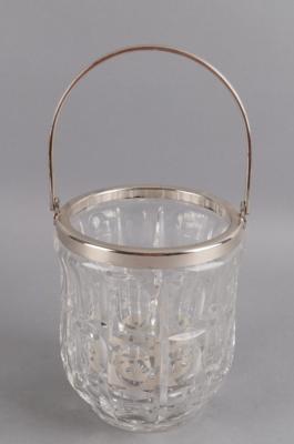 Eiswürfelbehälter aus geschliffenem Glas mit versilberter Montierung - Tischlein deck dich!