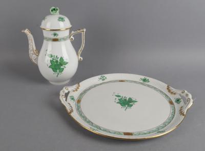 1 Kaffeekanne, 1 runde Platte Dm. 32 cm, Herend, - Decorative Porcelain and Silverware