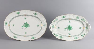 1 ovale Platte, 1 ovale Henkelplatte, Herend, - Decorative Porcelain and Silverware