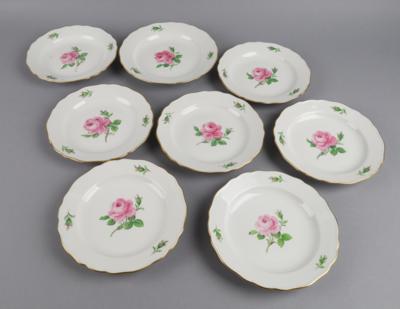 8 Teller "Rote Rose", Meissen 20./ 21. Jh. - Starožitnosti