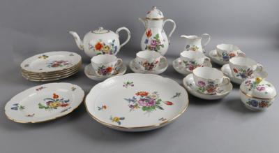 Kaffee- und Teeservice mit Blumenmalerei für 6 Personen, Meissen 2. Hälfte 20. Jh. - Decorative Porcelain & Silverware