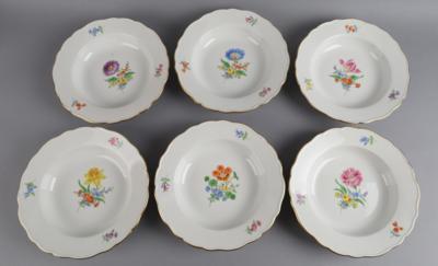 Meissen - 6 Suppenteller, - Decorative Porcelain & Silverware