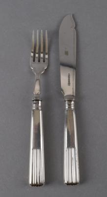 Martin Hall  &  Co, Sheffield -Fischbesteck für 6 Personen in Kassette, - Decorative Porcelain and Silverware