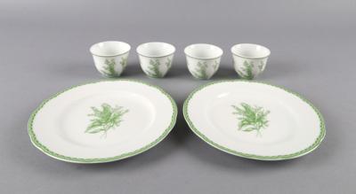 DIOR - Vier Schälchen und Teller mit Maiglöckchen-Dekor, - Decorative Porcelain & Silverware
