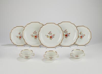 Augarten, Form 114 Belvedere, Dekor bunte Chinoiserien, Speiseservice-Teile, - Decorative Porcelain & Silverware