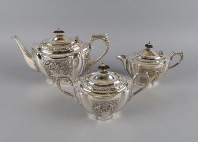 Dreiteilige Sheffielder Teegarnitur, - Decorative Porcelain & Silverware