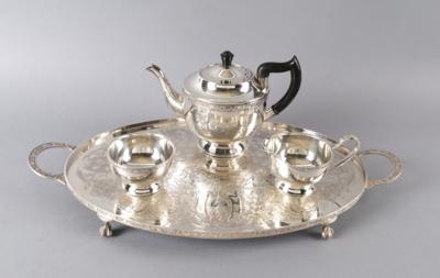 Viners of Sheffield - Teegarnitur mit Serviertablett, England 20. Jh., - Decorative Porcelain & Silverware