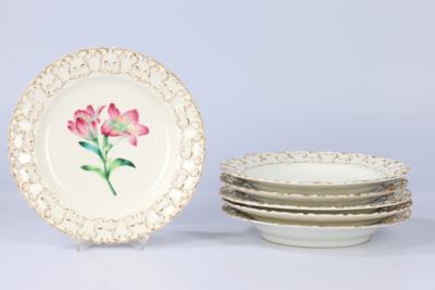 6 Teller mit Blumendekor, Lippert  &  Haas, Schlaggenwald - Decorative Porcelain & Silverware