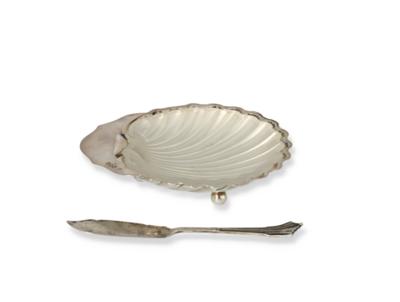 Butterschschale und Messer aus Silber, Walter  &  George Sissons, London, 1922 - Decorative Porcelain & Silverware