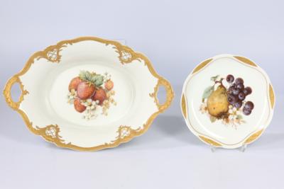 Fürstenberg - 12 Obstteller, 1 ovale Henkelschale, - Decorative Porcelain & Silverware