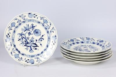 Meissen - 6 Zwiebelmuster Speiseteller, - Decorative Porcelain & Silverware