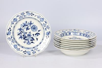 Meissen - 8 Zwiebelmuster Suppenteller, 1888-1924, - Tischlein deck dich!