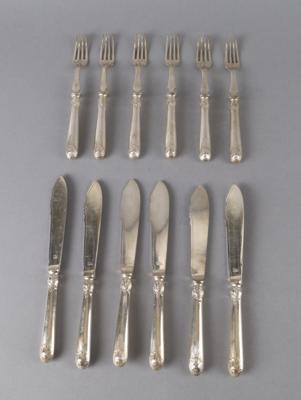 Walker  &  Hall, Sheffield - Fischbesteck für 6 Personen, - Decorative Porcelain & Silverware