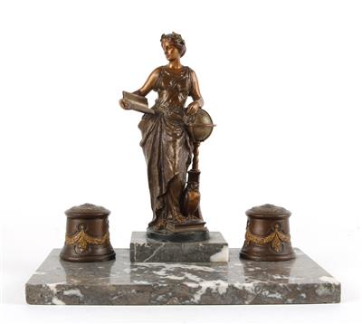 F. X. Bergmann, writing set with a goddess, Vienna c. 1900, - Secese a umění 20. století